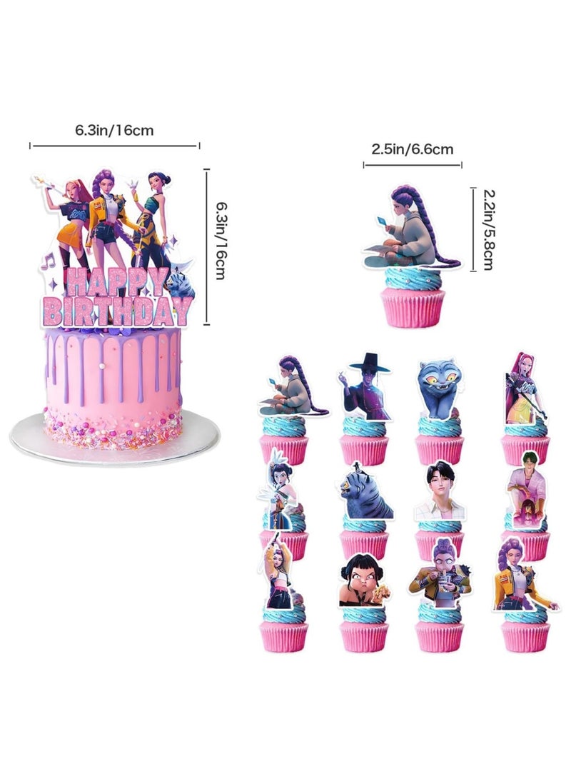 general Birthday Decorations Kpop Demon Hunter Happy Birthday Banner Supplies Letter Balloons Pink Girls For School Classroom Decorations, Fan Meetings, Birthday Parties, etc. - Image 3