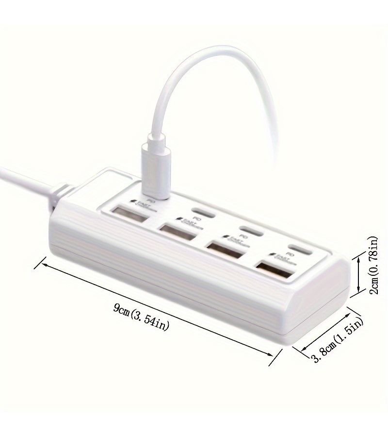 White 8 In 1 25w Fast Charging Wall Hub With 4a And 4c Pd Ports Supports Simultaneous Charging For Tablets And Laptops Compact And Stable Design For Office Use - Image 4