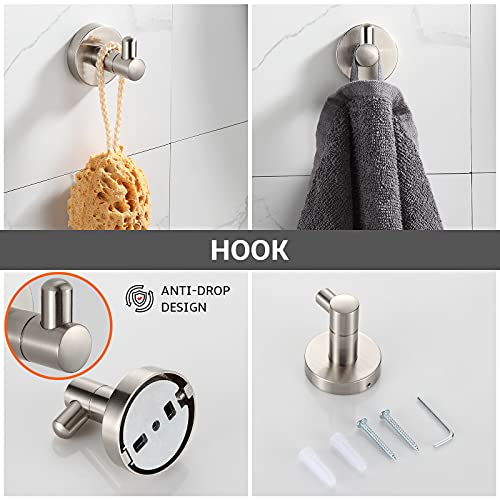 BGL Bathroom Accessory Set Brushed Nickel 4-Pieces Bathroom Towel Rack 24 Inches Adjustable Bathroom Hardware Set - Image 5