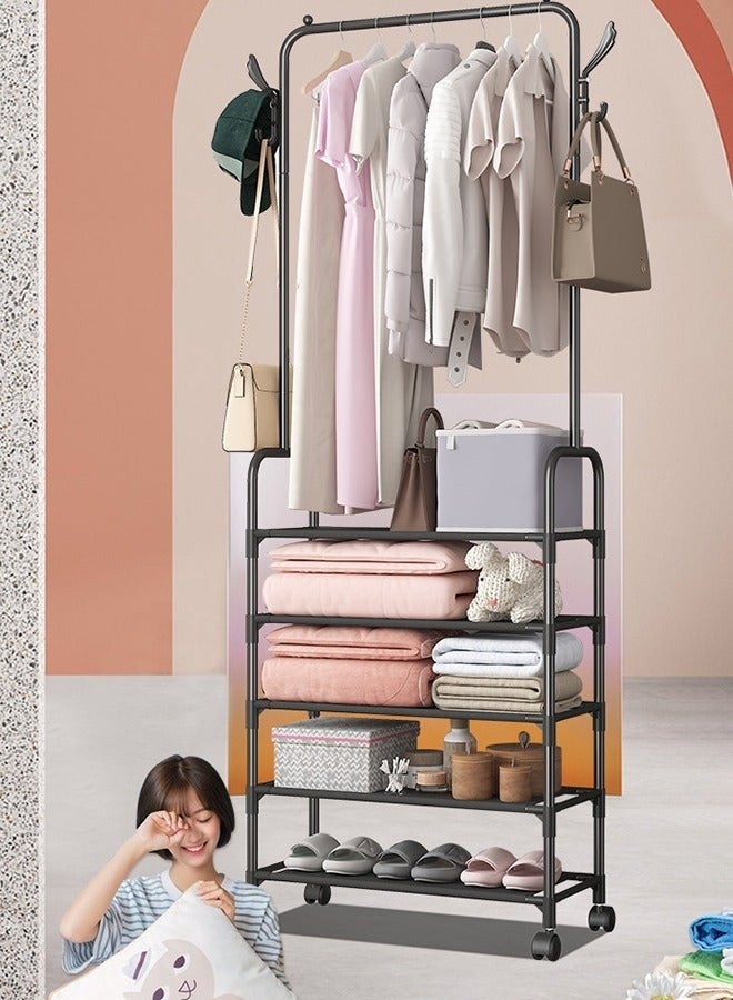 Bukela 5-Tier Coat Rack with Shoe Rack, Hall Tree with Shoe Storage Shelf for Living Room, Bedroom, Office, Black - Image 3