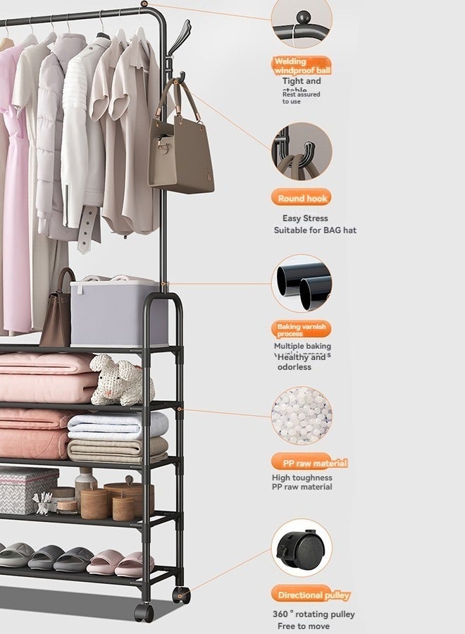 Bukela 5-Tier Coat Rack with Shoe Rack, Hall Tree with Shoe Storage Shelf for Living Room, Bedroom, Office, Black - Image 2