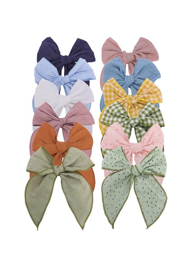 Sugarmelon Fable Bow Hair Clips Baby Girls Women Cotton Linen Hair Bow Clips Large Sailor Hair Bows Accessories Hairgrips (Avocado Blue) - Image 1
