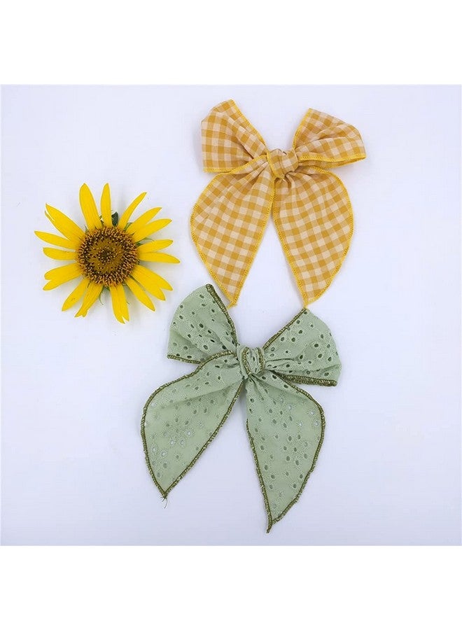 Sugarmelon Fable Bow Hair Clips Baby Girls Women Cotton Linen Hair Bow Clips Large Sailor Hair Bows Accessories Hairgrips (Avocado Blue) - Image 3
