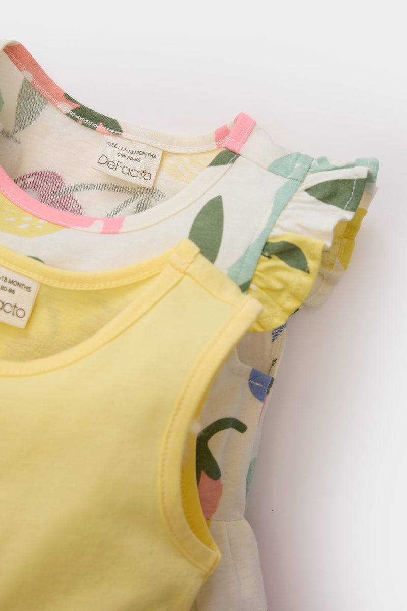 DeFacto Baby Girl 2 piece Regular Fit Printed Sleeveless Knitted Dress  - Image 3