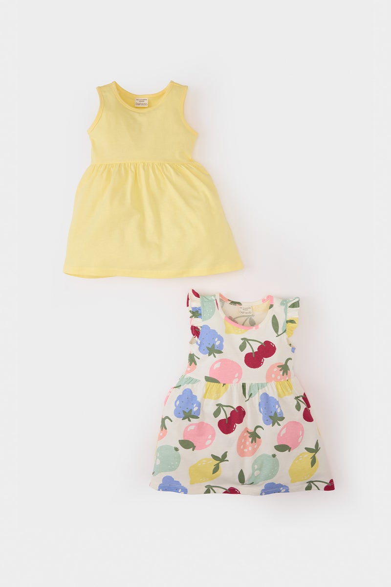 DeFacto Baby Girl 2 piece Regular Fit Printed Sleeveless Knitted Dress  - Image 1