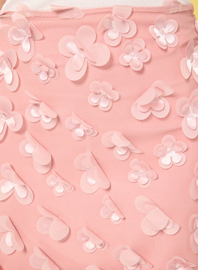 trendyol Powder 3D Floral Woven Mini Skirt  - Image 3