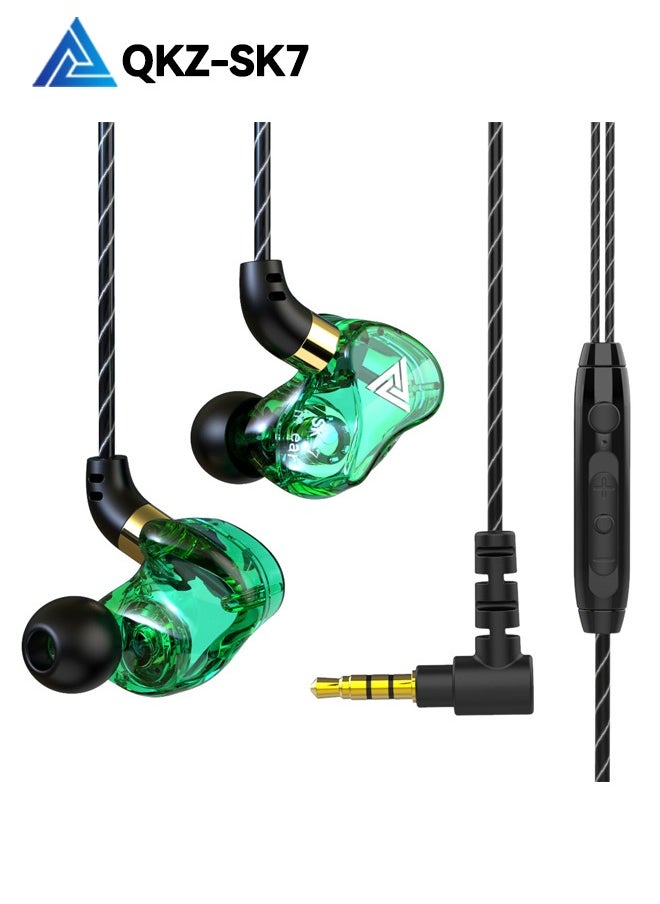 كيو كي زد - سماعة أذن ستيريو QKZ SK7، سماعة رأس مراقبة احترافية، سماعة رأس ستيريو HIFI مع ميكروفون، سماعات أذن عالمية 3.5 ملم مع ميكروفون للموسيقى والألعاب والرياضة (أخضر) - Image 1