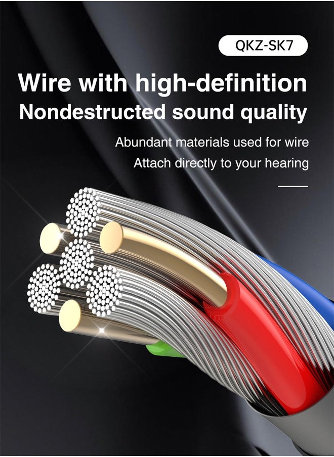 كيو كي زد - سماعة أذن ستيريو QKZ SK7، سماعة رأس مراقبة احترافية، سماعة رأس ستيريو HIFI مع ميكروفون، سماعات أذن عالمية 3.5 ملم مع ميكروفون للموسيقى والألعاب والرياضة (أخضر) - Image 1