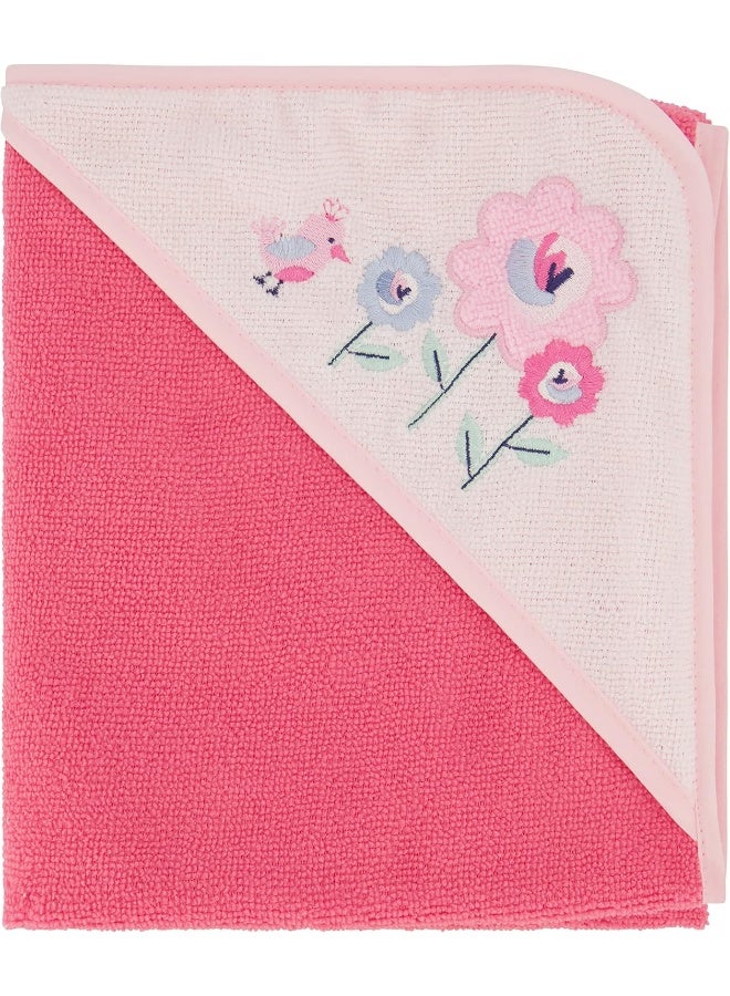 Cudlie Buttons & Stitches Baby Girl 3 Pack Rolled/Carded Hooded Towels In Blooms & Dots Print - Image 3