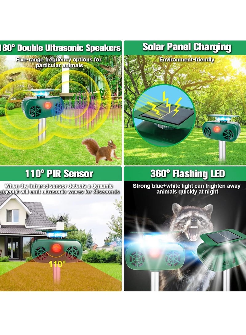 Barakah Ultrasonic Solar Powered Animal Repeller Animal Deterrent Solar Dog Chaser Pest Animal Repellent Waterproof Outdoor Animal Repeller Protect Farm Garden Yard Repellent for Dog Cat Bird - Image 2