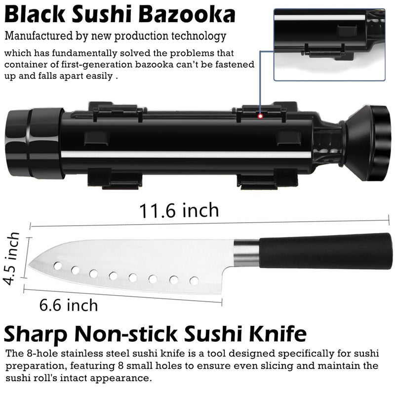 FUNGYAND Sushi Making Kit, All-in-One Bazooka Roller Set with Bamboo Mats, Avocado Slicer, Paddle, Knife, Chopstick & Holders, Cotton Bag - DIY Maki Roller Machine - Image 3