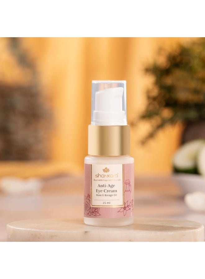 Shankara Anti-Age Eye Cream With Rose & Borage Oil and 10% Vitamin C For Tri-Dosha (All Skin Types) - 15 ml - Image 4