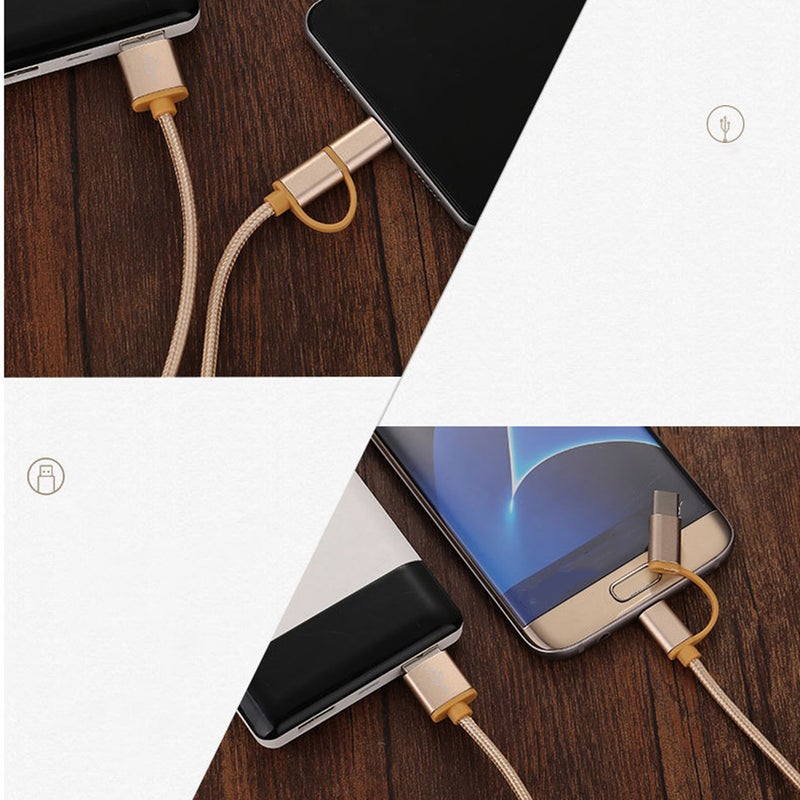 📱 متعدد الوظائف من النوع C لنظام أندرويد 2 في 1 ذهبي - Image 4
