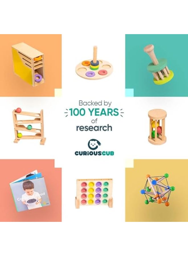 Curious Cub لعبة صندوق القفل مونتيسوري  صندوق خشبي للأطفال  لعبة تعليمية للتعلم المبكر  لتطوير المهارات الحركية الدقيقة وألعاب الألغاز للأطفال (12 شهر - 3 سنوات) - Image 2