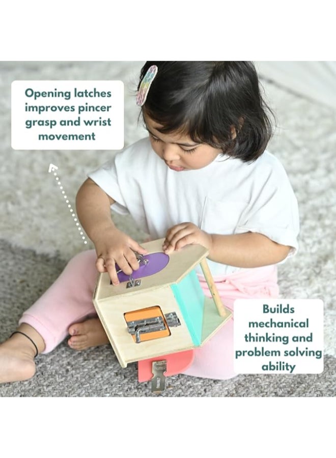 Curious Cub لعبة صندوق القفل مونتيسوري  صندوق خشبي للأطفال  لعبة تعليمية للتعلم المبكر  لتطوير المهارات الحركية الدقيقة وألعاب الألغاز للأطفال (12 شهر - 3 سنوات) - Image 3
