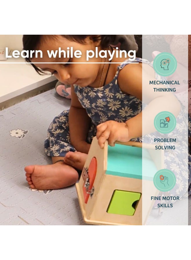 Curious Cub لعبة صندوق القفل مونتيسوري  صندوق خشبي للأطفال  لعبة تعليمية للتعلم المبكر  لتطوير المهارات الحركية الدقيقة وألعاب الألغاز للأطفال (12 شهر - 3 سنوات) - Image 5