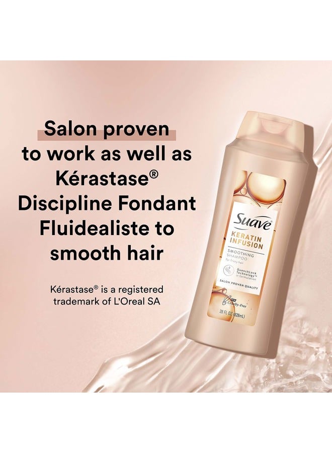 Suave Professionals Smoothing Shampoo For Dry Hair Keratin Infusion Hair Shampoo with 48-hour Frizz Control 28 oz, Pack of 4 - Image 3