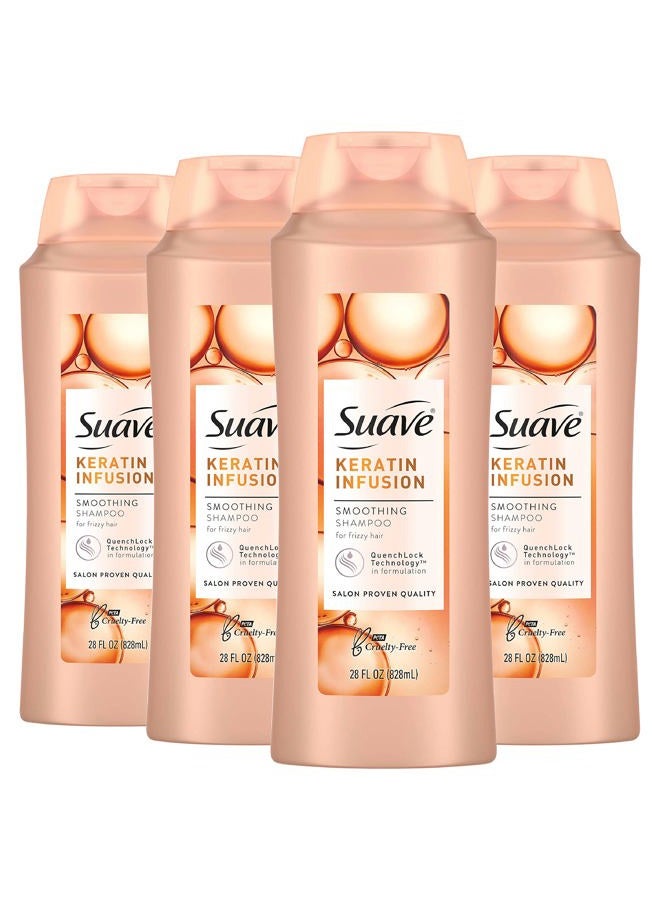 Suave Professionals Smoothing Shampoo For Dry Hair Keratin Infusion Hair Shampoo with 48-hour Frizz Control 28 oz, Pack of 4 - Image 1
