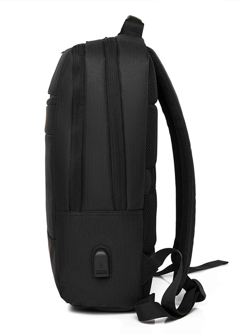 Unisex Premium Laptop Backpack Water Resistant 17-inch with USB Port, Black - Image 5