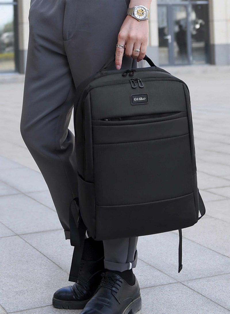 Unisex Premium Laptop Backpack Water Resistant 17-inch with USB Port, Black - Image 2