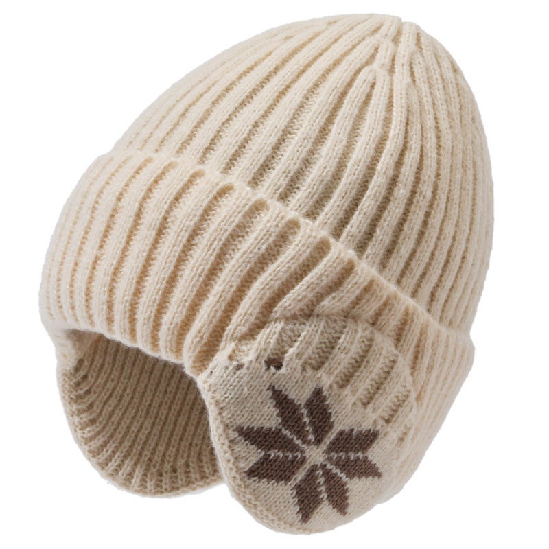 Winter warm knitted hat Winter cycling woolen hat with velvet earmuffs - Image 1
