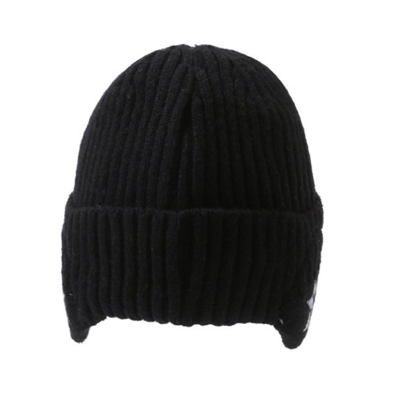 Winter warm knitted hat Winter cycling woolen hat with velvet earmuffs - Image 3