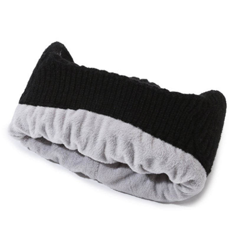 Winter warm knitted hat Winter cycling woolen hat with velvet earmuffs - Image 2