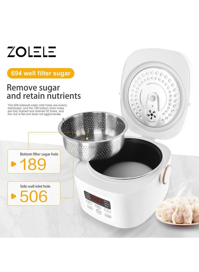 زوليلي - جهاز طهي الأرز الكهربائي متعدد الوظائف ZB500 بسعة 3 لتر ، جهاز طهي الأرز الذكي منخفض السكر ، زر كمبيوتر صغير ، وعاء داخلي مزدوج بقوة 700 وات - أبيض - Image 1