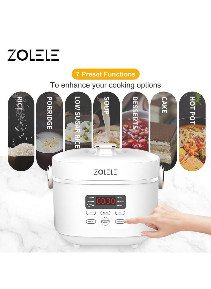 زوليلي - جهاز طهي الأرز الكهربائي متعدد الوظائف ZB500 بسعة 3 لتر ، جهاز طهي الأرز الذكي منخفض السكر ، زر كمبيوتر صغير ، وعاء داخلي مزدوج بقوة 700 وات - أبيض - Image 1