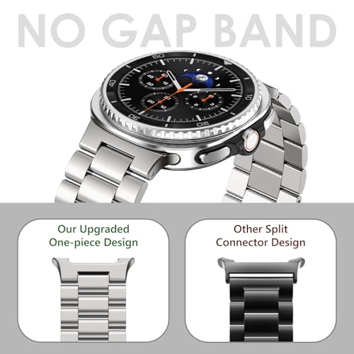 WINGLE Stainless Steel Bands for Galaxy Watch 8 Band Samsung Galaxy Watch 8 Classic Band 46mm 44mm 40mm Men Metal Strap Classy Elegant Casual Business Bracelet Galaxy Watch8/ 8 Classic, Titanium - Image 4