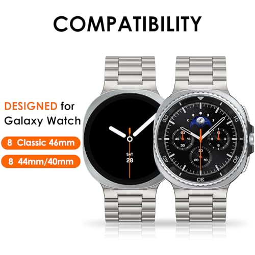 WINGLE Stainless Steel Bands for Galaxy Watch 8 Band Samsung Galaxy Watch 8 Classic Band 46mm 44mm 40mm Men Metal Strap Classy Elegant Casual Business Bracelet Galaxy Watch8/ 8 Classic, Titanium - Image 2