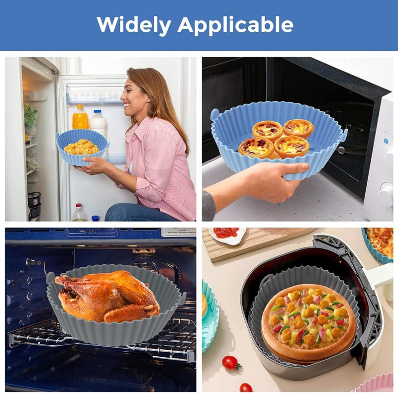 LUPINEZ LUPINEZ Air Fryer Silicone Liners Reusable NonStick Silicone Pot Liners for Air Fryer Basket Multicolor 2 Pack  - Image 3