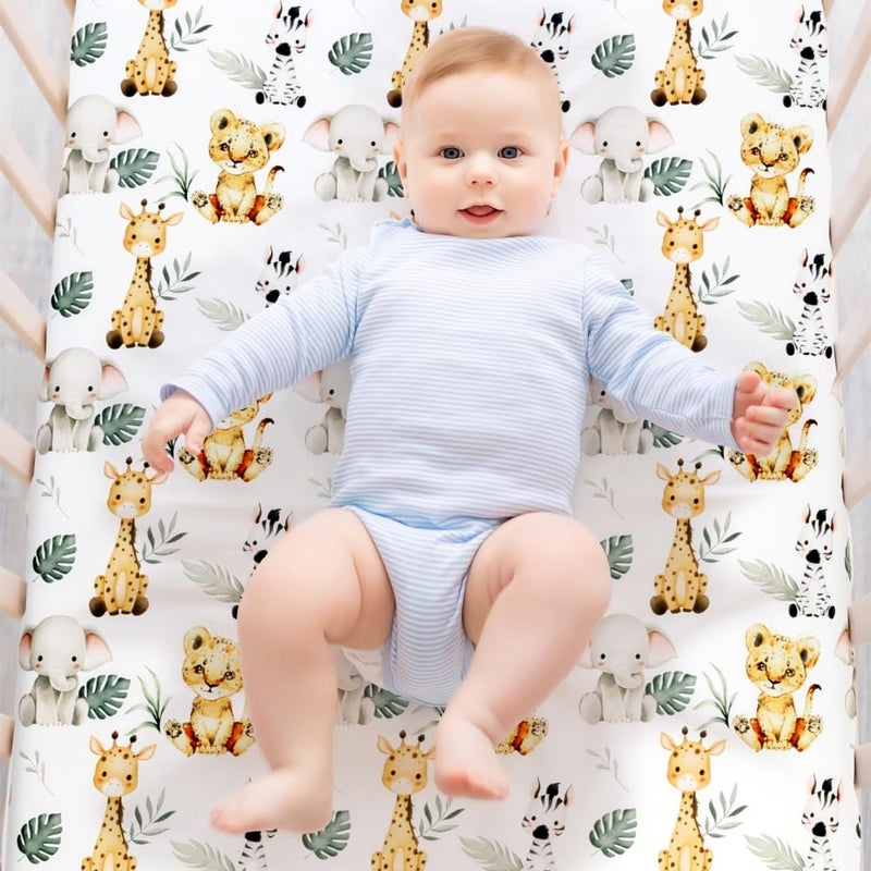 FIGEPO Baby Crib Bedding Set Safari Neutral Crib Nursery Comforter Bed Sets Decor with Fitted Crib Sheet, Comforter and Bed Skirt for Unisex Boys Girls (Safari) - Image 4