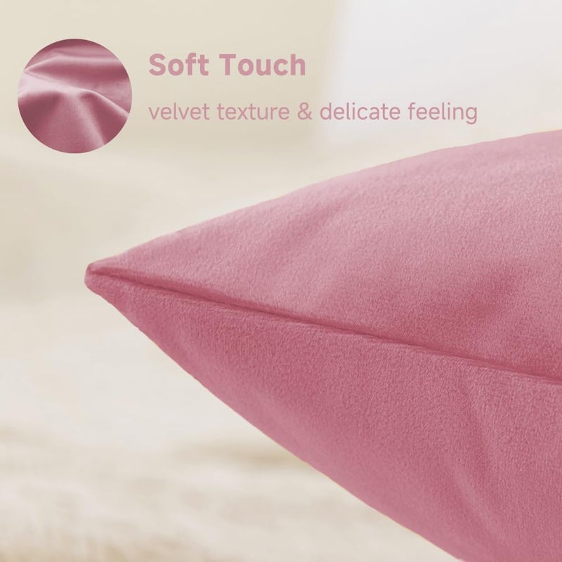 QUORGVES Light Pink Throw Pillows Spring Pink Pillow Covers 24x24 Inch Pack of 2 Soft Velvet Square Solid Throw Pillow Cover 24 x 24 Set of 2 - Image 5