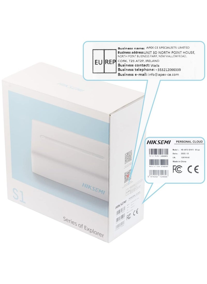HIKSEMI - HIKSEMI S1H1 Series Network Attached Storage (NAS) Devices, Personal Cloud Storage Servers, Cortes A7 Dual-Core Processor at 1 GHz, USB 3.0 (without disk) - Image 1