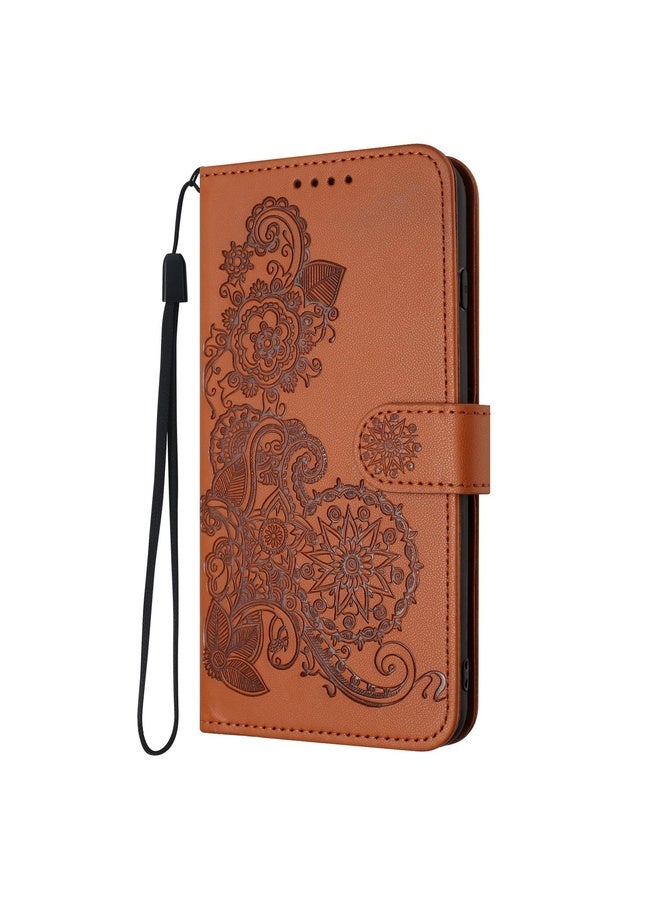 HuHa Case Cover For Google Pixel 9 Datura Flower Embossed Flip Leather Phone Case(Brown) - Image 3