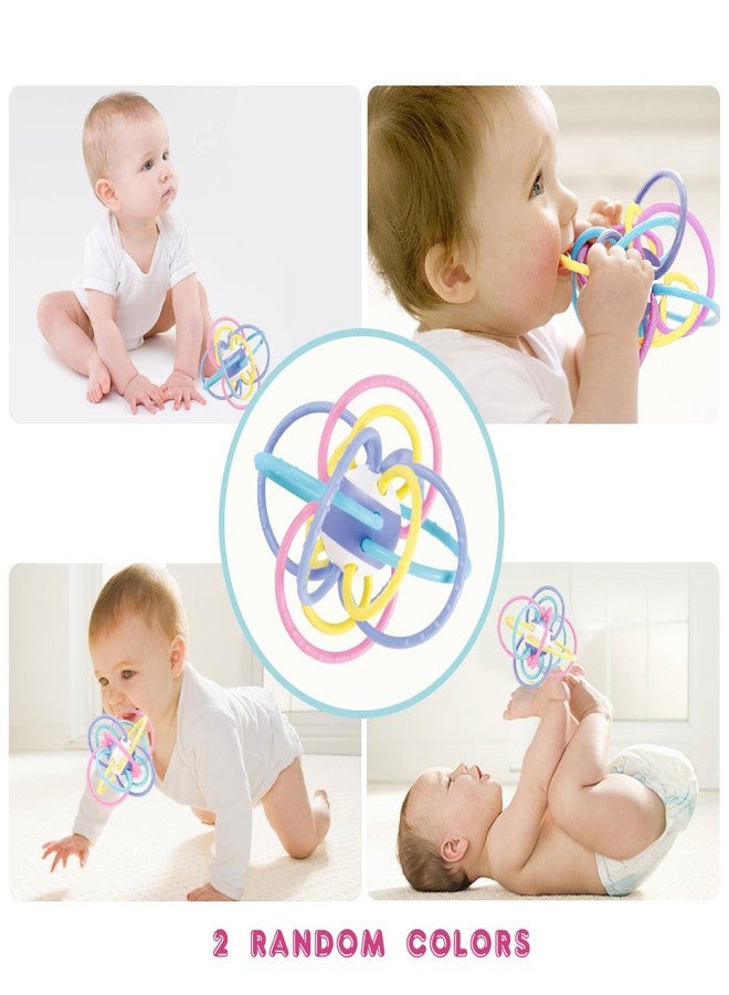 WEofferwhatYOUwant Baby Sensory Teether Ball Soft Rattle Rings for Teething Relief Chewing Grasping BPA Free Newborn Infant Toy 0-6 Months Montessori Soothing Portable Developmental Toy - Image 2