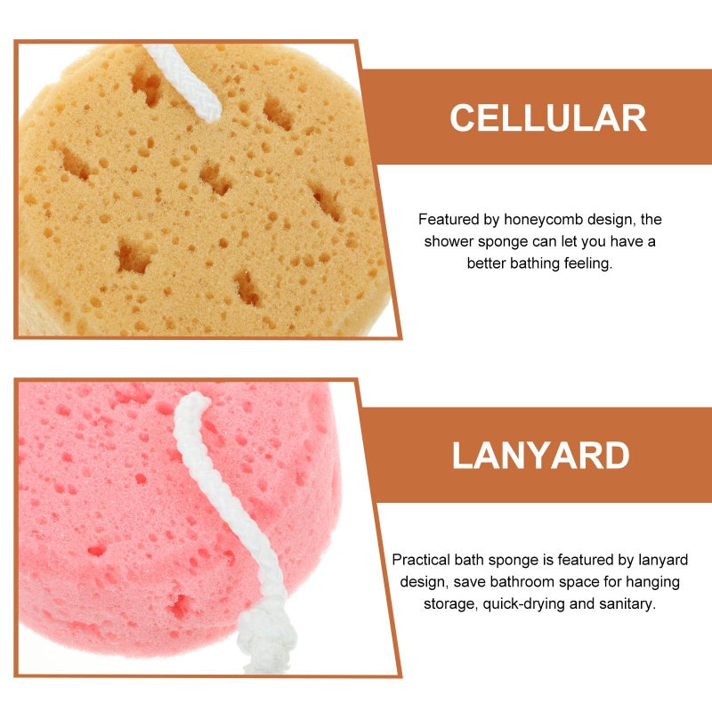 3Pcs Honeycomb Bath Sponges Body Scrubbers for Adults Skin Cleaning Shower Accessories Yellow Pink Light Brown - Image 3