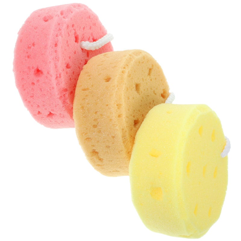 3Pcs Honeycomb Bath Sponges Body Scrubbers for Adults Skin Cleaning Shower Accessories Yellow Pink Light Brown - Image 2