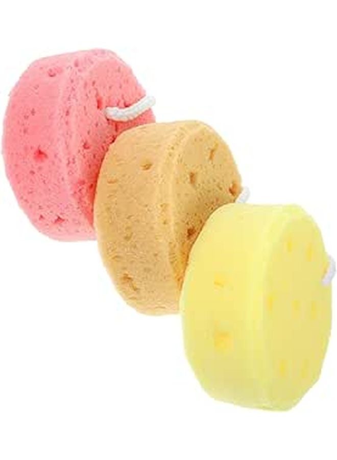 3Pcs Honeycomb Bath Sponges Body Scrubbers for Adults Skin Cleaning Shower Accessories Yellow Pink Light Brown - Image 1