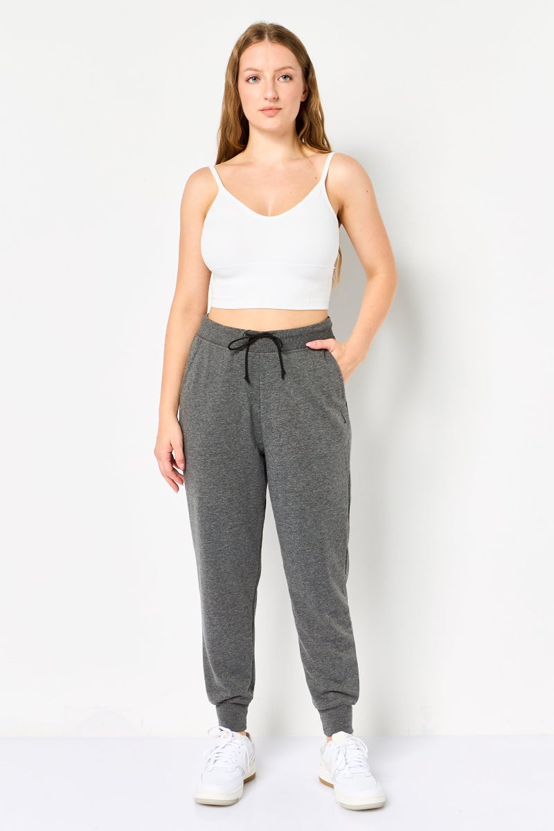 Nike Women Loose Fit Heather Yoga Sweatpants, Grey - Image 2