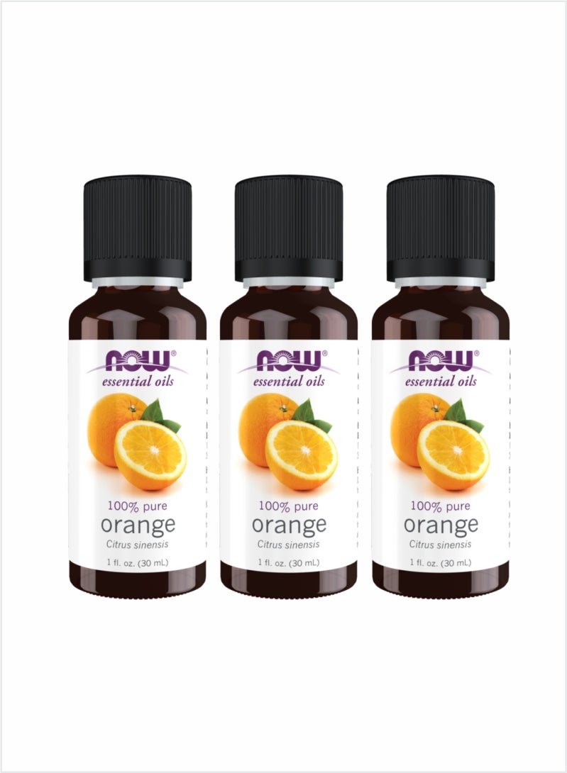 NOW Essential Oils 100% Pure Orange Oil - Fresh & Citrusy, 30ml (Pack of 3)