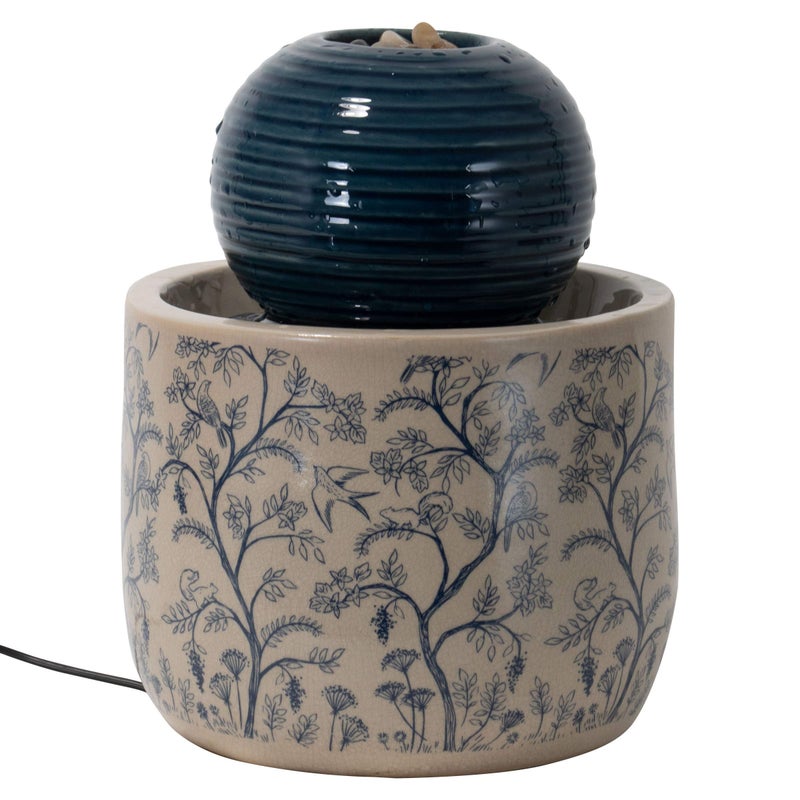 Foreside Home and Garden Foreside Home and Garden Multicolor Chinoiserie Ceramic Indoor Water Fountain with Pump 