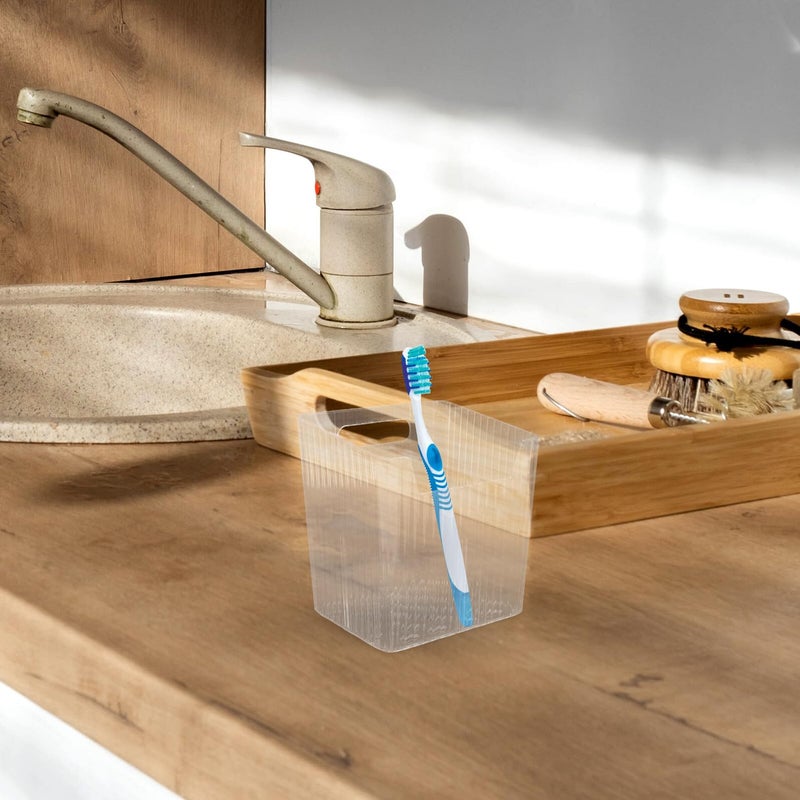 Compact Transparent Toothbrush Holder with Cover Bathroom Countertop Organizer for Toothpaste and Makeup Brushes - Image 5