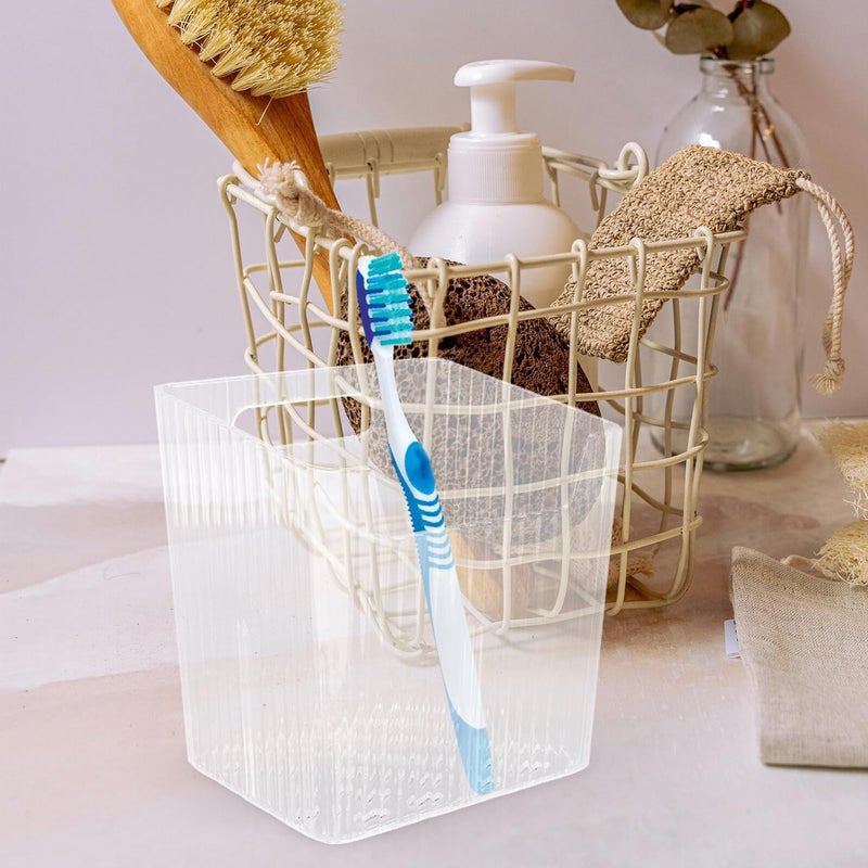 Compact Transparent Toothbrush Holder with Cover Bathroom Countertop Organizer for Toothpaste and Makeup Brushes - Image 4