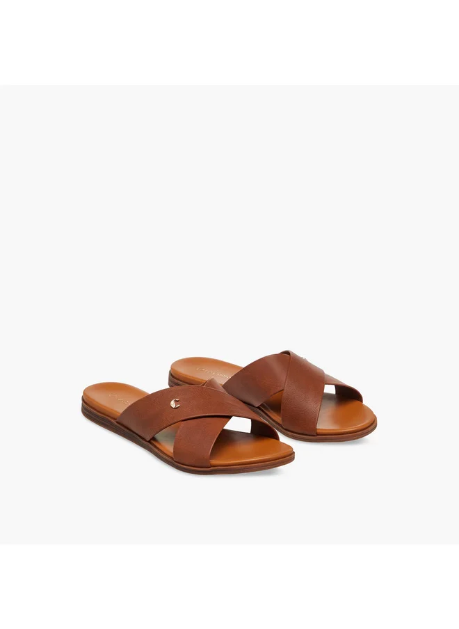 Le Confort Women's Solid Cross Strap Comfort Sandals