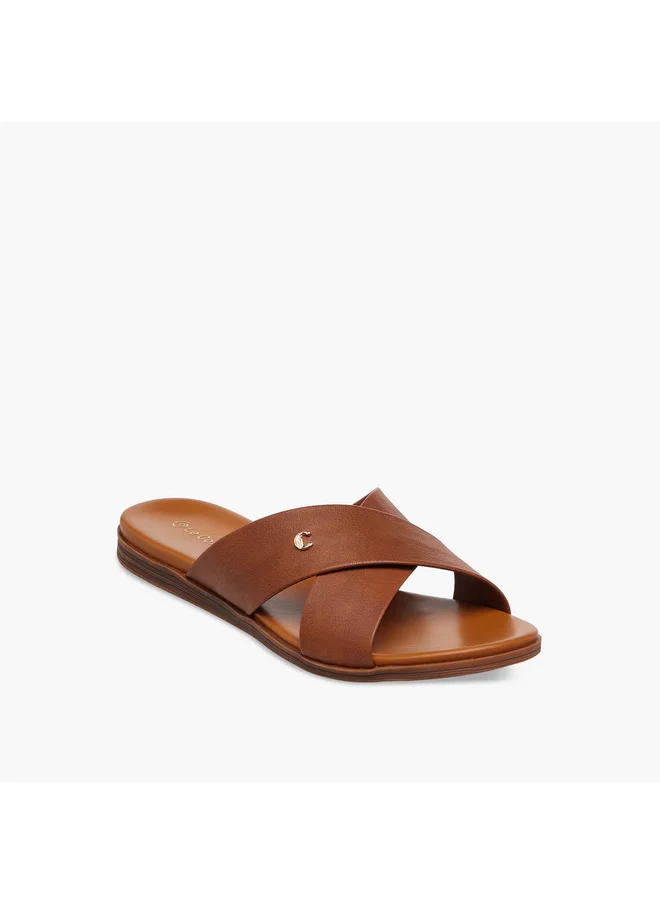 Le Confort Women's Solid Cross Strap Comfort Sandals