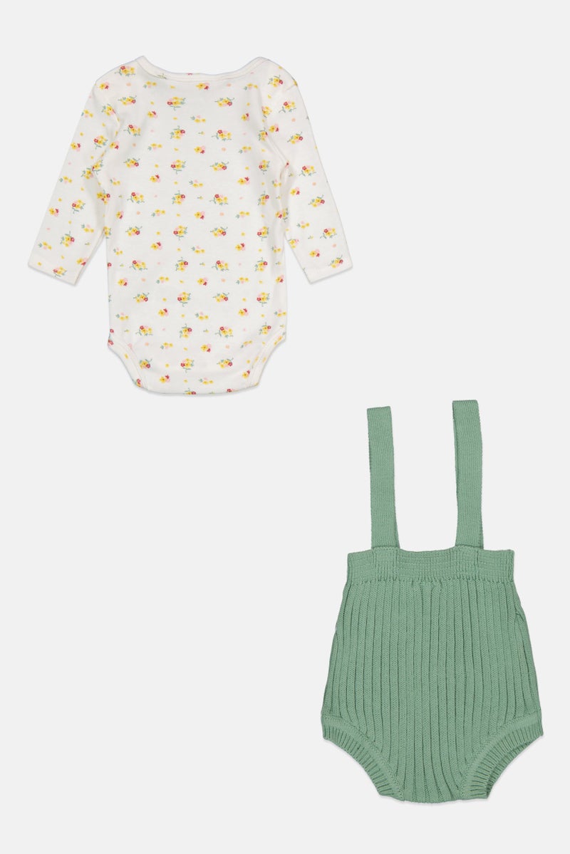 Stitch & Bean Toddlers Girl 2 Pcs Pull On Jumper And Bodysuit Set, White - Image 2