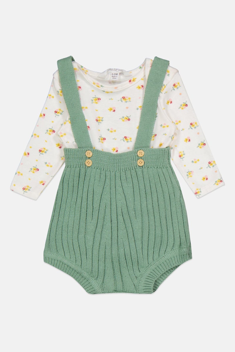Stitch & Bean Toddlers Girl 2 Pcs Pull On Jumper And Bodysuit Set, White - Image 3