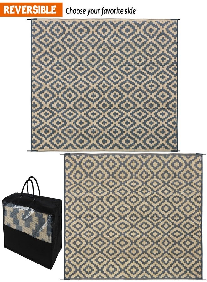 SAND MINE Reversible Mats, Plastic Straw Rug, Modern Area Rug, Large Floor Mat and Rug for Outdoors, RV, Patio, Backyard, Deck, Picnic, Beach, Trailer, Camping (8' x 10', Grey Tan Lattice) - Image 4
